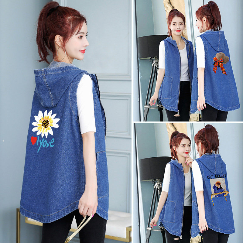 New pregnant woman coat spring autumn denim vest waistcoat waistcoat large size easy sleeveless 100 lap blouse pregnant woman spring dress jacket
