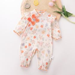 Newborn baby clothes connective clothing spring and autumn long -sleeved thin female baby habits pure cotton gauze Chinese cheongsam cheongsam cheongsam