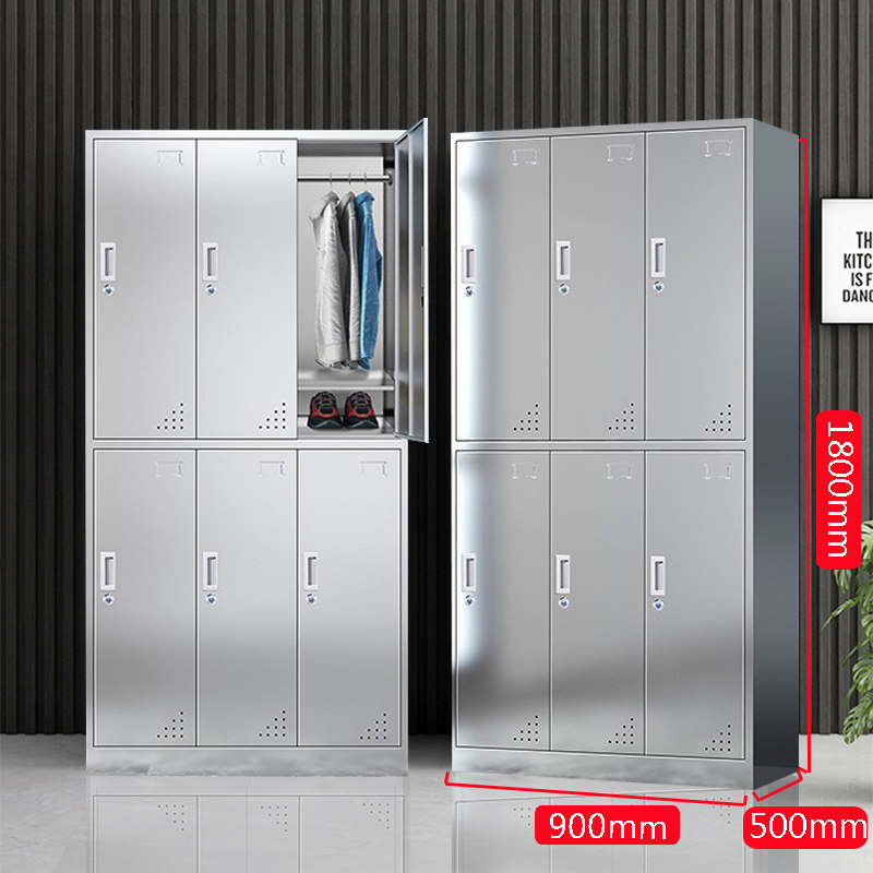 Stainless steel six-door locker dormitory staff locker shoe cabinet gym induction electronic lock 6-door locker