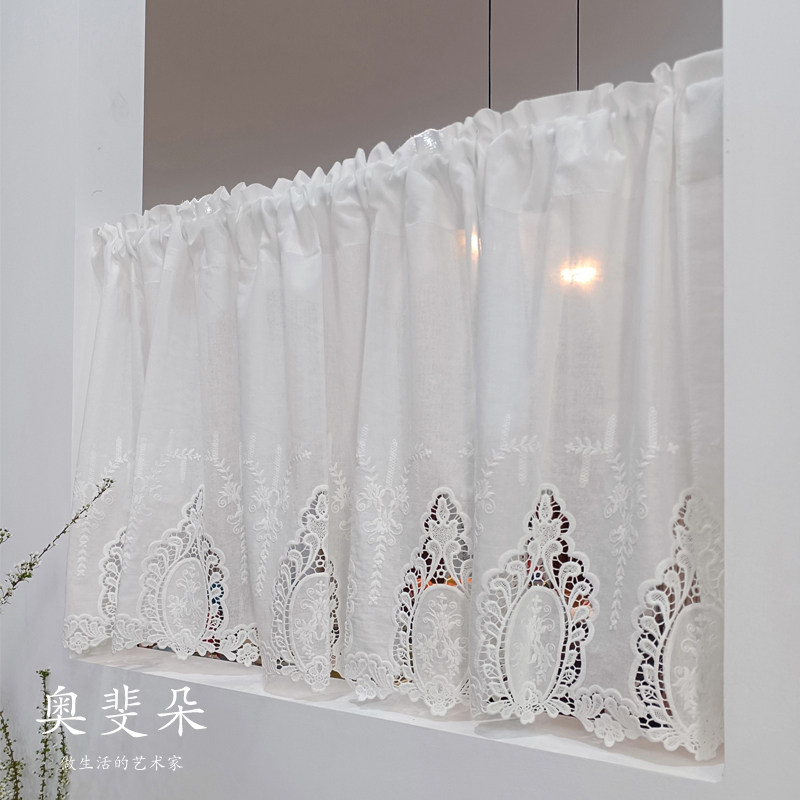 全棉半帘短帘厨房隔断小窗帘柜子帘飘窗纱帘阳台免打孔遮光遮丑帘!懒人必备神器来了!-隔断帘-淘宝好物网