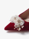 Red wedding shoes for women, Chinese bridal shoes, engagement shoes, comfortable and not tiring for feet, Xiuhe toast stiletto flower pearl high heels