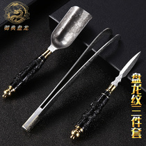 Damascus steel tea knife three-piece set Pu 'er tea needle tea clip six gentlemen tea making tools tea set accessories set