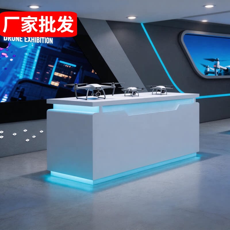 2026 Painted Display Cabinet Company Showroom Exhibition Stand Technology Creative Island Table Smart Lock Health Check Table Door and Window Display