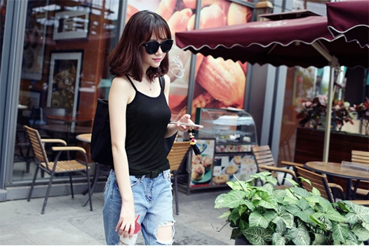 Nam Cực hoang dã bốn mùa modal dây đai mỏng ngắn gợi cảm rắn màu ống top vest nữ áo nữ