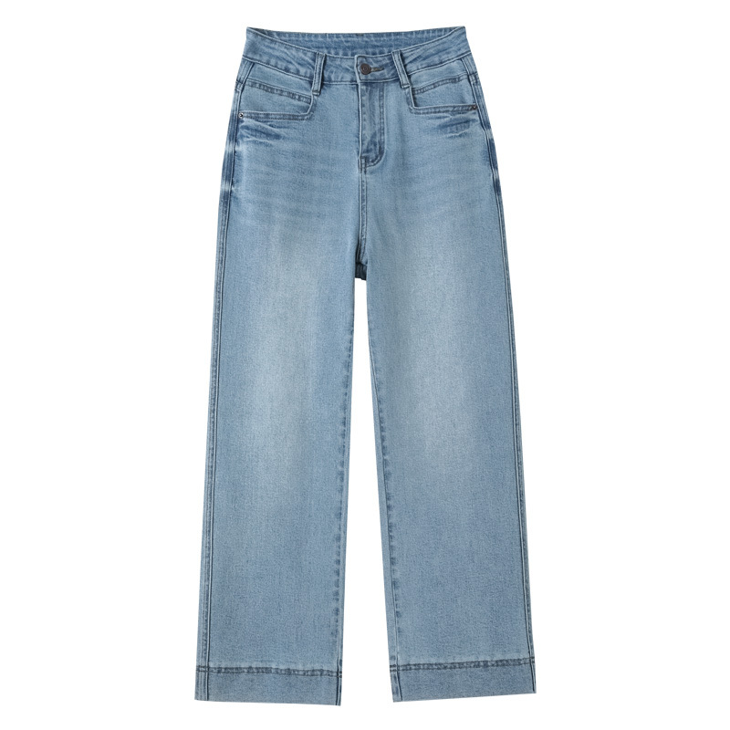 Yushi Wide-Leg Cropped Denim Cigarette Pants—7716