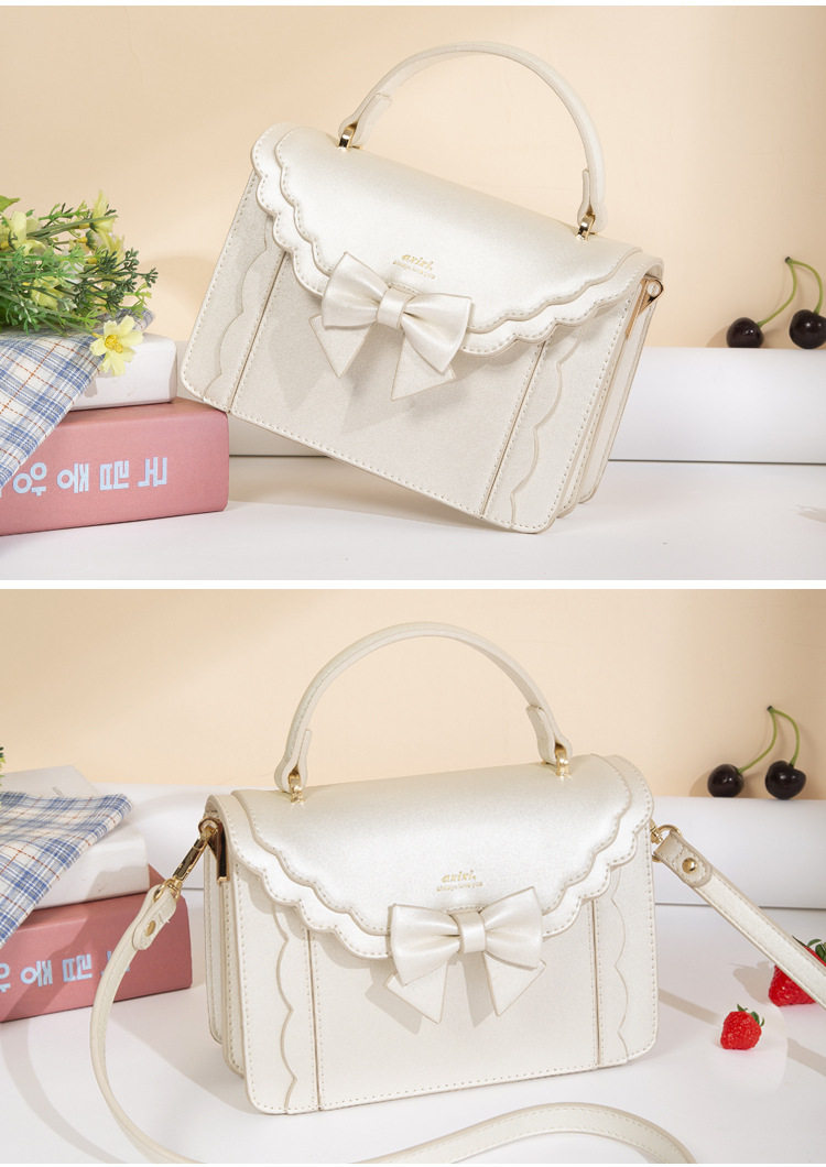 In stock 2024 new bow accordion small square bag lolita oneshoulder
