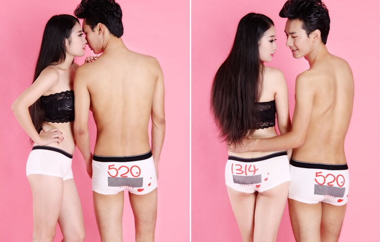 2 bộ đồ đôi quần lót cotton nữ tóm tắt Tôi yêu bạn mãi mãi cuộc sống quần boxer nam ngắn 5201314 quần lót nữ cạp cao