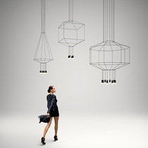 Nordic minimalist designer chandelier post-modern minimalist art living room Exhibition Hall led geometric lines stair chandelier