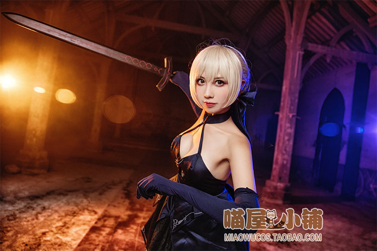 屋 saber bị hỏng hoàn toàn bộ đồ cosplay màu đen trang phục cosply nữ 3 bị hỏng fgo đầm cosplay