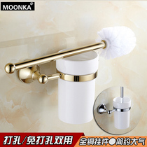 Hole-free simple Nordic modern bathroom Gold-plated toilet brush holder Toilet toilet bathroom full copper pendant