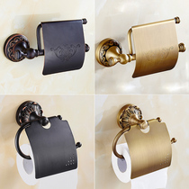 European and American style all copper black antique paper roll toilet box Hotel home decoration bathroom hardware pendant Tissue holder free hole