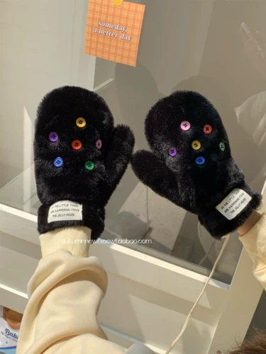 Перчатки, зимний бархатный утепленный удерживающий тепло лыжный комплект для школьников