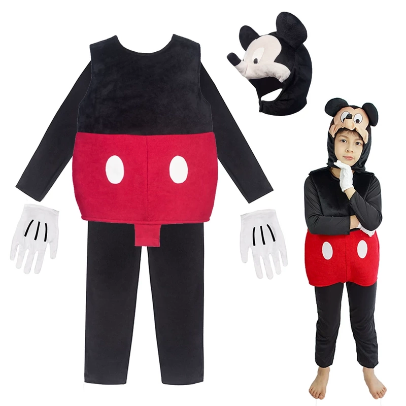Men's and Women's Mickey Mouse Cos Disney Cartoon Character Costumes, Minnie Dress, Children's Parent-Child Performance Costumes