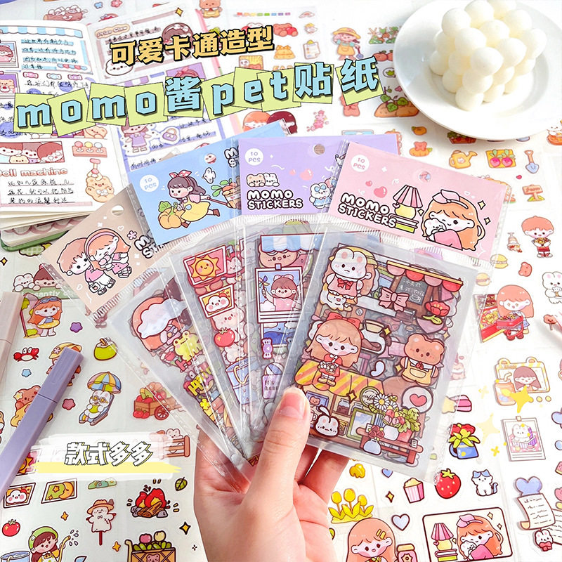 MOMO Sauce Paste Cutty Girl PET Waterproof Sticker CardPaste CardPaste Cup Decoration Paste