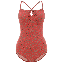 (maillot de bain Paisley) One-piece Swimsuit Women Spa Retro Holiday Small And Chest Fixed Cups Beauty Back Swimsuit