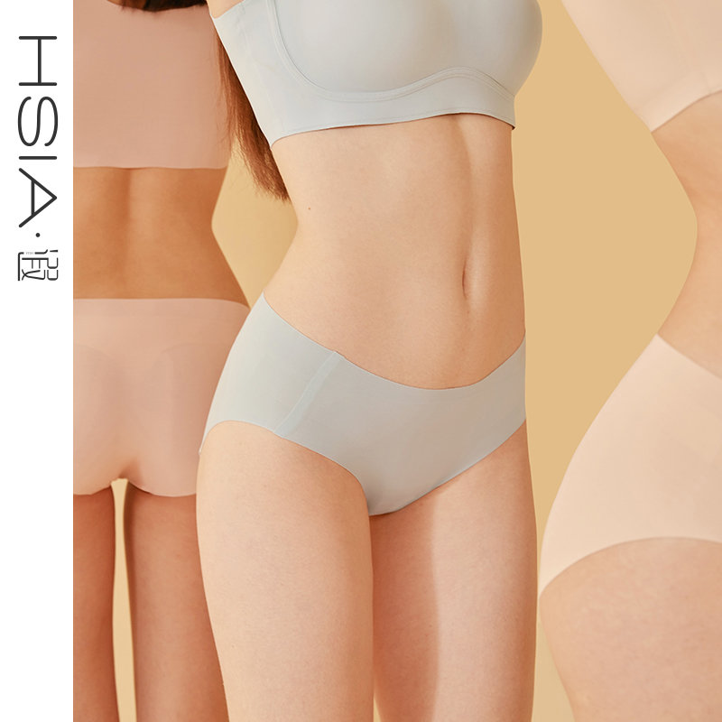 HSIA SPRING SUMMER ICE SILK UNSCRATCHED MID-WAIST FOUR CORNERS PANTS ONE-PIECE WITH HEART CUT AND HIGH BOUNCE PURE COTTON CROTCH ANTIBACTERIAL BRIEFS FEMALE