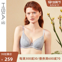 HSIA ya thin underwear female summer has steel ring Cotton Cup satin retro lace bra big chest small bra