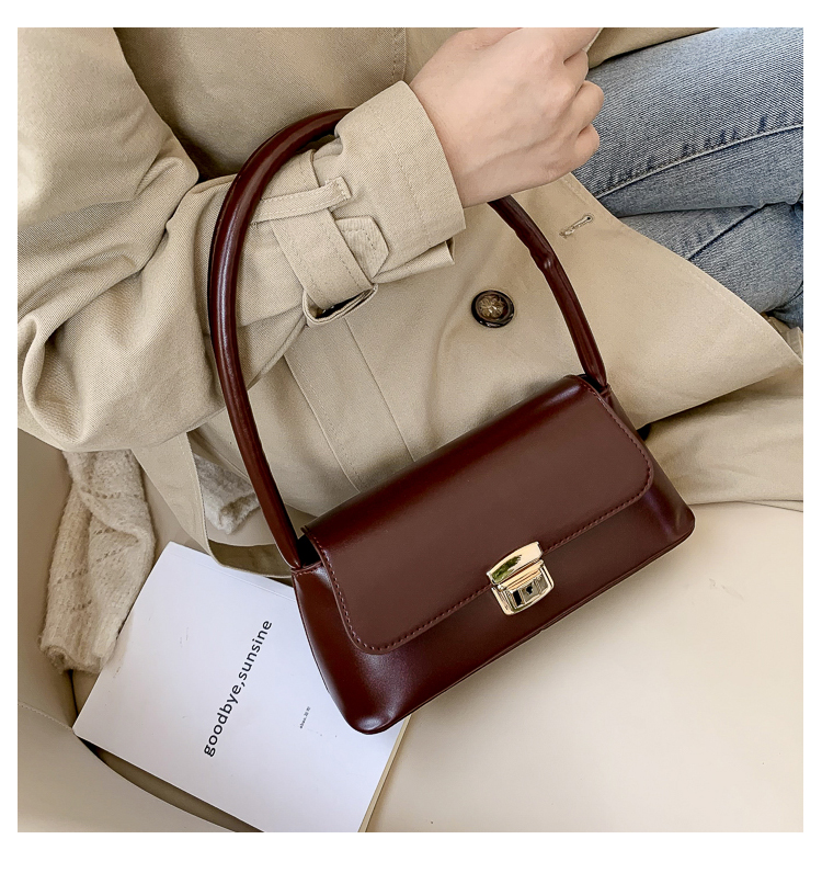 Women's Medium Pu Leather Solid Color Vintage Style Classic Style Lock Clasp Handbag display picture 66