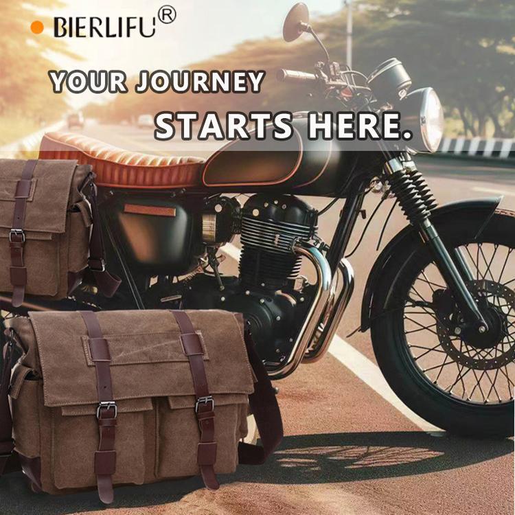 Casual and Versatile Men's Canvas Crossbody Bag, Shoulder Bag, Waterproof Motorcycle Bag, Motorcycle Side Bag, Rider Bag, Messenger Bag