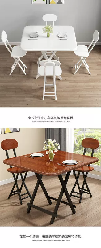 ghế sofa gấp gọn Có thể gập lại bàn ăn tại nhà bàn vuông gian hàng đơn giản bàn ăn căn hộ nhỏ cho thuê di động đẩy bàn nhỏ ghế du lịch gấp gọn