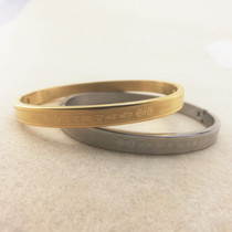 The knot opening Sanskrit mantra bracelet glossy six-character mantra scriptures bracelet gold and silver titanium jewelry