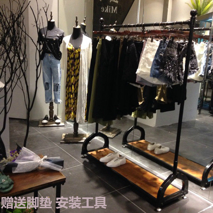 Clothing store hanger display rack men's and women's clothes shop shelf lifting Rack shop display rack hanging clothes floor standing