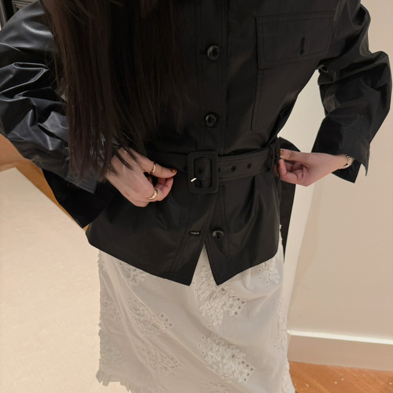 Samomo-26 Spring Vintage Style Lapel Slim Fit Short Jacket (with Belt) M6089