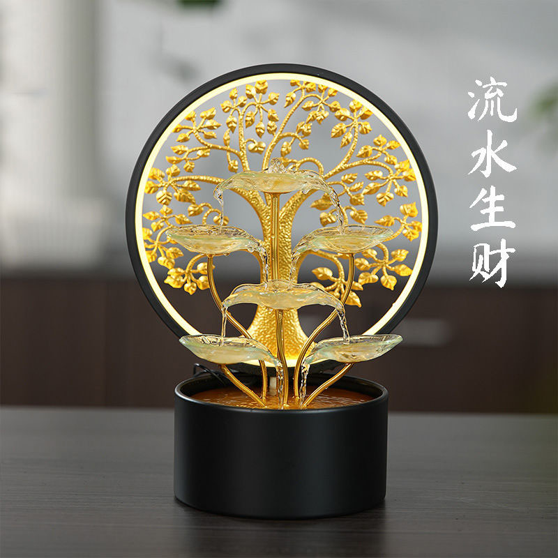 Money Tree Brings Wealth, Suitable for Housewarming, Business Opening, Living Room, Company Reception, Chinese-Style Light Luxury, Circulating Humidification Water Feature, Gift-Giving