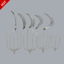 Sickle head stainless steel cutting water grass sickle head scimitar head hook head three teeth five teeth fish fork fishing gear accessories