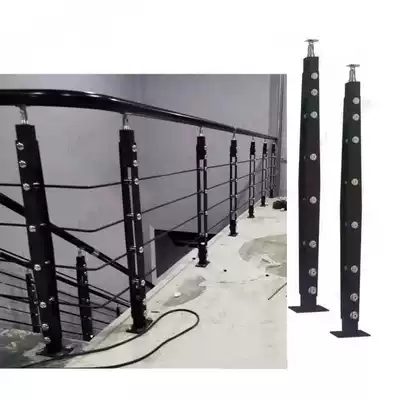 Black guardrail balcony railing fence polymer pvc imitation solid wood art staircase elderly handrail attic