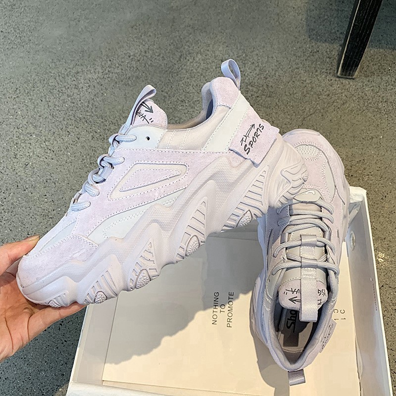 Real Leather Fall Old Daddy Shoes Women Ins Tide 2021 New Soft Bottom 100 Hitch Bottom Sport 5cm Explicit Feet Small Cilanto