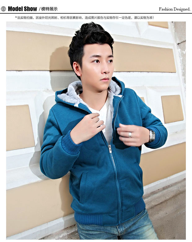 Đặc biệt hàng ngày mùa thu đông dày cộng với áo len nhung nam hoodie Áo khoác giản dị Hàn Quốc áo len nam size lớn - Áo len áo đôi hoodie