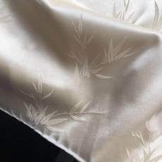 Шелковая ткань 订单剩余 真丝提花倒大袖旗袍汉服连衣裙面料19姆120宽竹叶香槟色