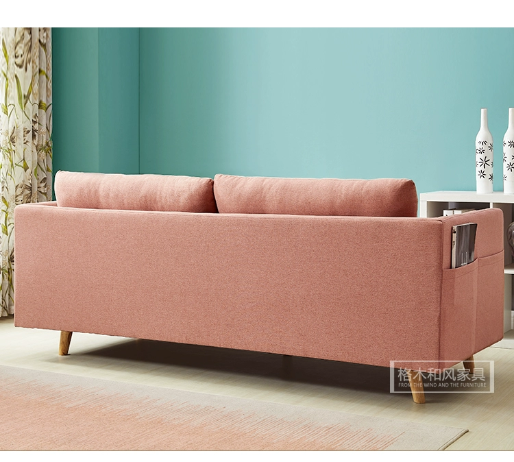 Nordic mủ màu hồng sofa vải căn hộ nhỏ hiện đại nhỏ gọn đoạn đỏ ba phòng khách đôi kết hợp mạng đơn - Ghế sô pha sofa l