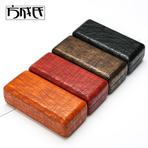 Glasses case rectangular large frame sun glasses simple creative retro compression resistant portable men and women leather sunglasses myopia mirror