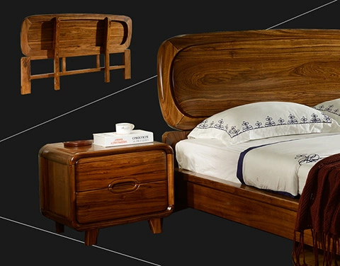 Ugyen giường gỗ nội thất hiện đại Trung Quốc rắn 1.8m gỗ đôi phòng ngủ Ugyen gỗ, gỗ rắn walnut giường pk - Giường mẫu giường gỗ đẹp 2020