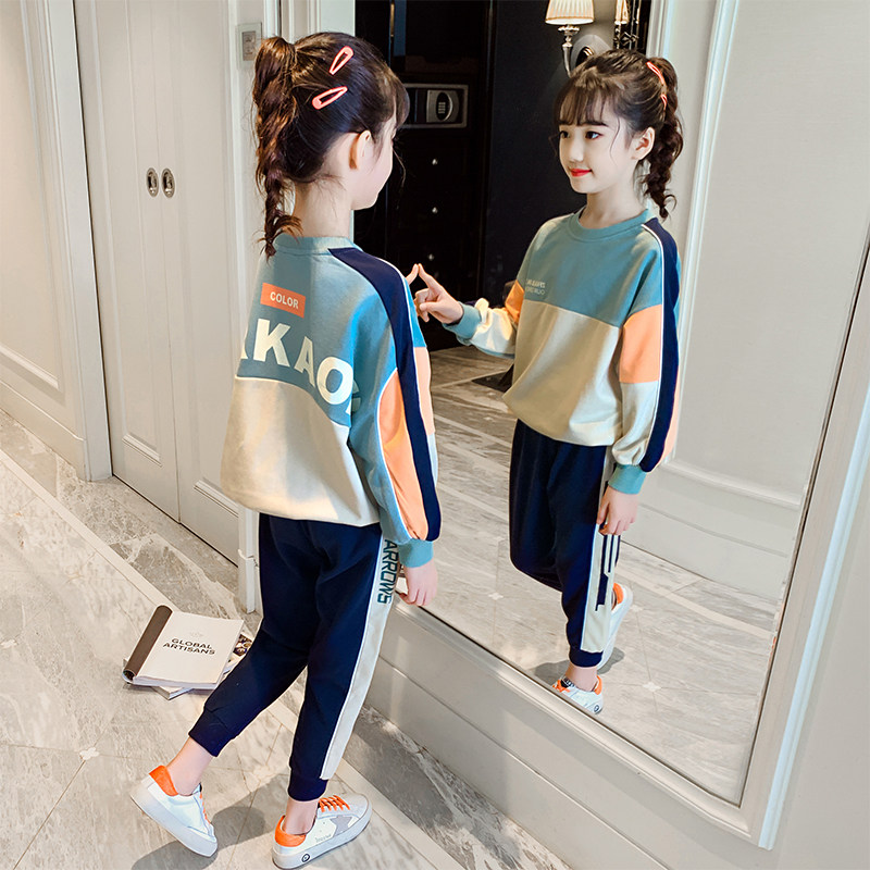 Girls' autumn suits 2022 new net red ocean style big children's sports clothes spring and autumn children's suits two-piece tide