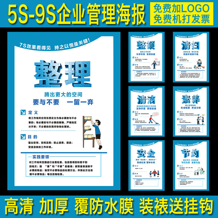Enterprise Culture Quality Slogan Factory Workshop 5S6S7S8S9S Logo Quality Signage Production Propaganda Painting Wall Chart