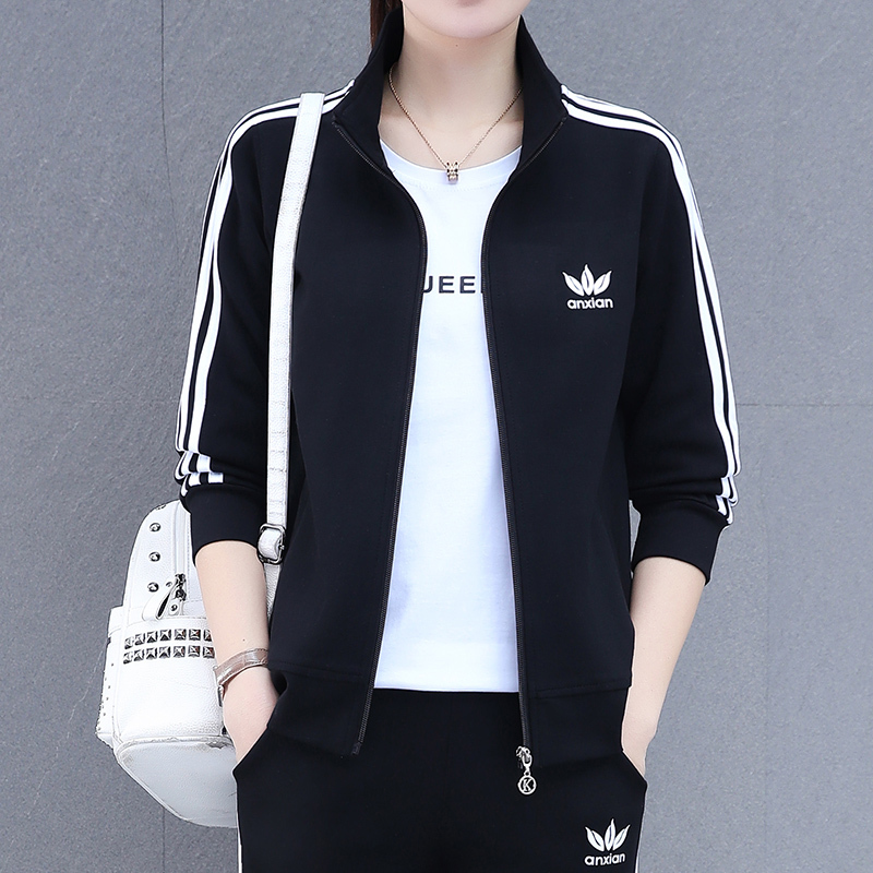 Women's Sports Jacket, Thin Style for Spring and Autumn, 2026 New Model, Three Stripes, Casual Running Stand-Collar Top, Autumn Baseball Jacket Women's Sports Jacket, Thin Style for Spring and Autumn, 2026 New Model, Three Stripes, Casual Running Stand-Collar Top, Autumn Baseball Jacket