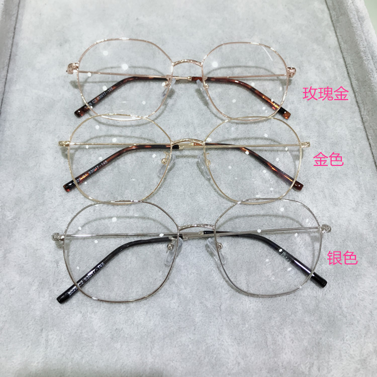 Kính đa giác siêu nhẹ gọng kính lớn cho nam và nữ thủy triều Phiên bản Hàn Quốc của kính gọng mỏng viền vàng retro kính gentle monster south side