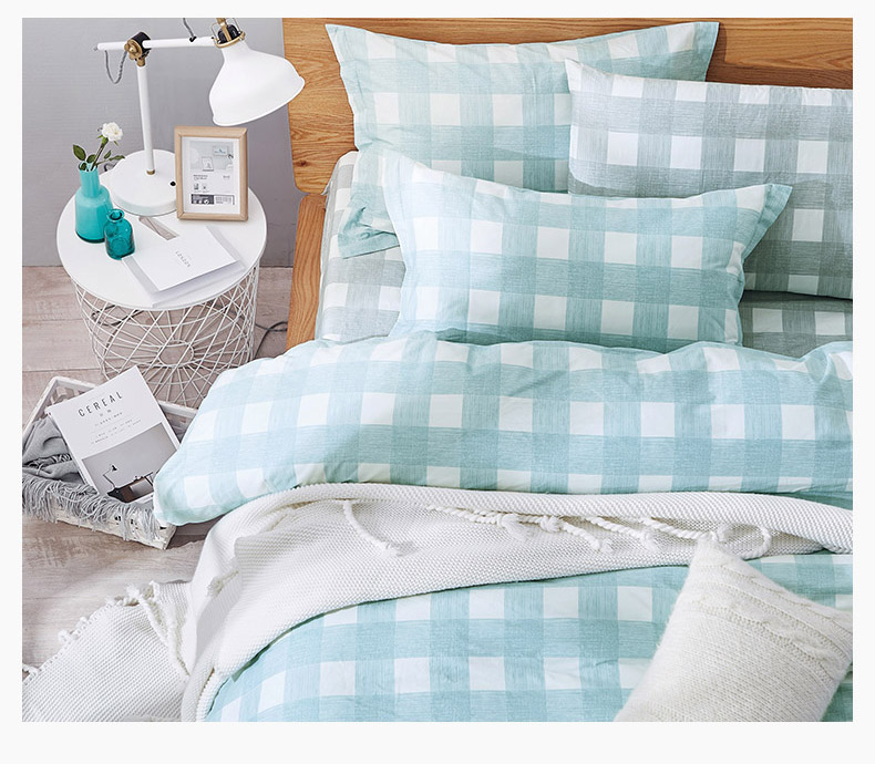 Bo Yang dệt denim giường bông đơn giản sọc ca rô 1.8m mùa xuân bông chăn đơn đôi - Bộ đồ giường bốn mảnh bộ chăn ga