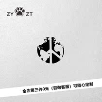 ZYZT creative personality peace world car sticker scratch cover car decoration sticker reflective warning sticker