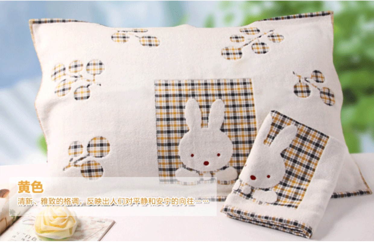 Gối cotton vàng hai lớp gạc nhung mềm mại hoạt hình tăng đôi mẫu 2 vỏ gối anime
