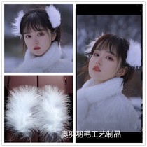 White feather hairclip Net red with super fairy headdress costume accessories photo photo fairy feather side clip