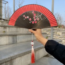 Ancient style bamboo folding fan two green folding fan ladies hand-painted fan Chinese style classical folding portable dance fan
