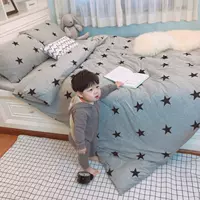 ins Bắc Âu trần trụi ngôi sao năm cánh Tianzhu bông đan gia đình của giường bốn bông bộ comforter giường bằng vải cotton doanh nghiệp - Bộ đồ giường bốn mảnh bộ chăn gối nous