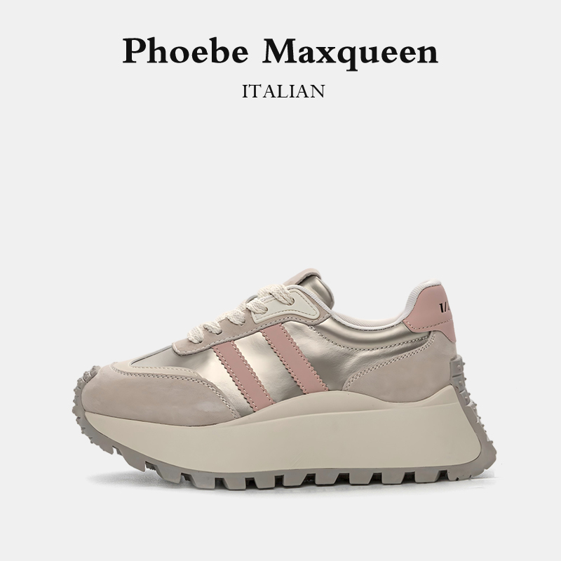 Italian Maxqueen All-Season Gentle Color Scheme Dad Shoes for Women with Color-Blocking Tire Sole Lightweight Casual Shoes