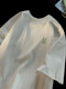 Embroidered Heavy 100% Cotton Short-Sleeve T-Shirt for Men, Trendy Brand ins Loose Fit Summer Leaf Embroidery T-Shirt Top