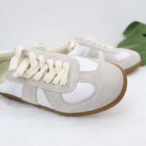 Dexun shoes 2021 new leather shoes round head white womens shoes versatile flat sports casual shoes ins tide shoes