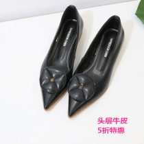 Defect clearance does not return the first layer of cowhide Europe and the United States Fan spring low-top pointed womens shoes